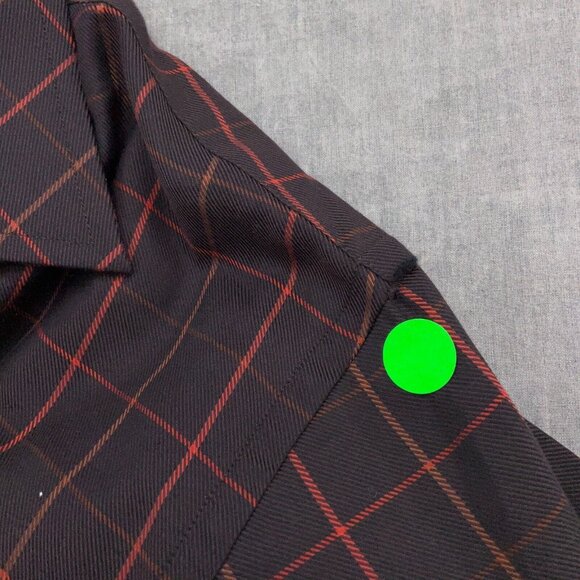 Visconti Uomo Shirt Men 48 Brown Red Check Plaid Contrast Trim Cotton Italy - Picture 8 of 12